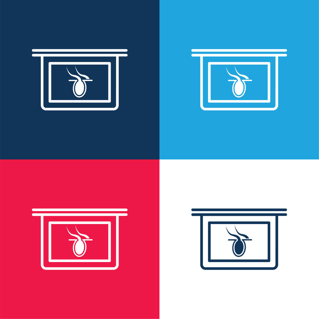 Body Part X Ray Internal Vision blue and red four color minimum icon set - Вектор, зображення