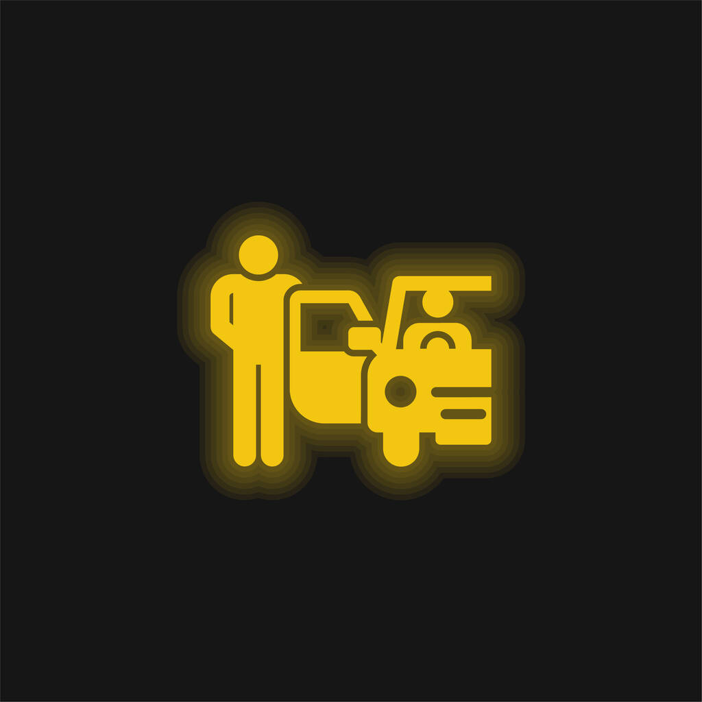 Bellboy sárga izzó neon ikon - Vektor, kép