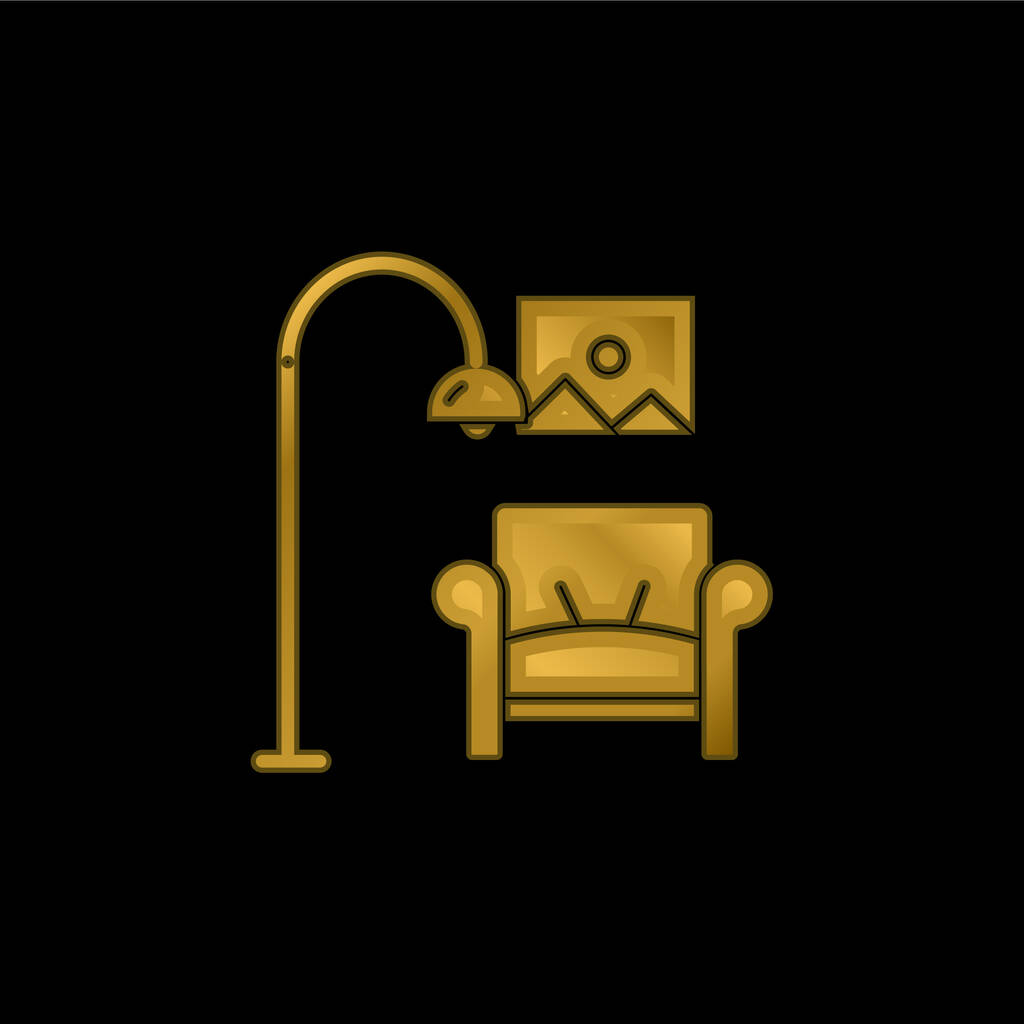Fauteuil plaqué or icône métallique ou logo vecteur - Vecteur, image