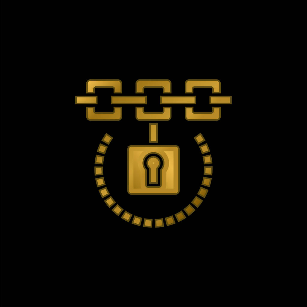Blockchain επίχρυσο μεταλλικό εικονίδιο ή το λογότυπο διάνυσμα - Διάνυσμα, εικόνα