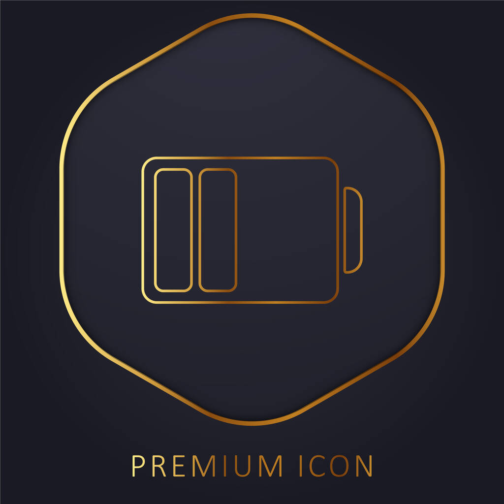 Estado de la batería con medio poder línea de oro logotipo premium o icono - Vector, imagen