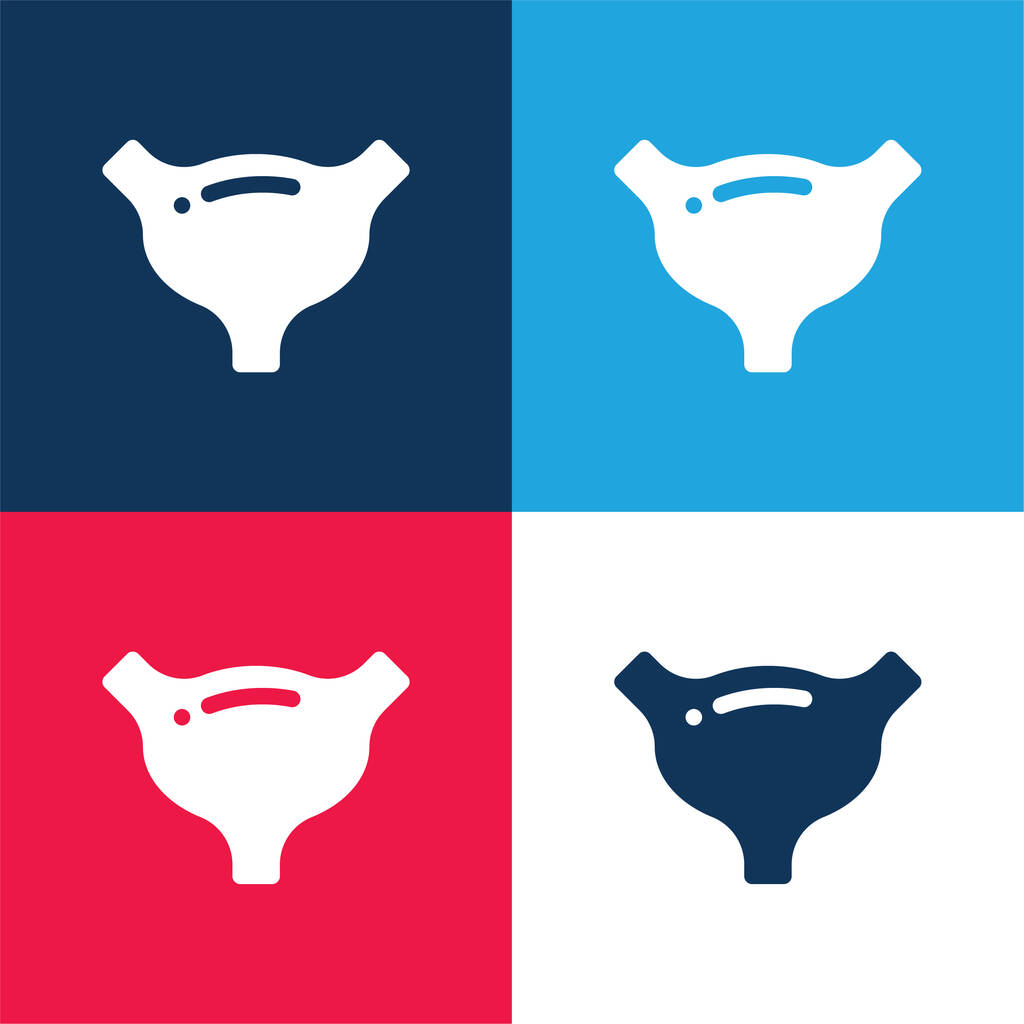 Set icona minimale di quattro colori blu e rosso vescica - Vettoriali, immagini