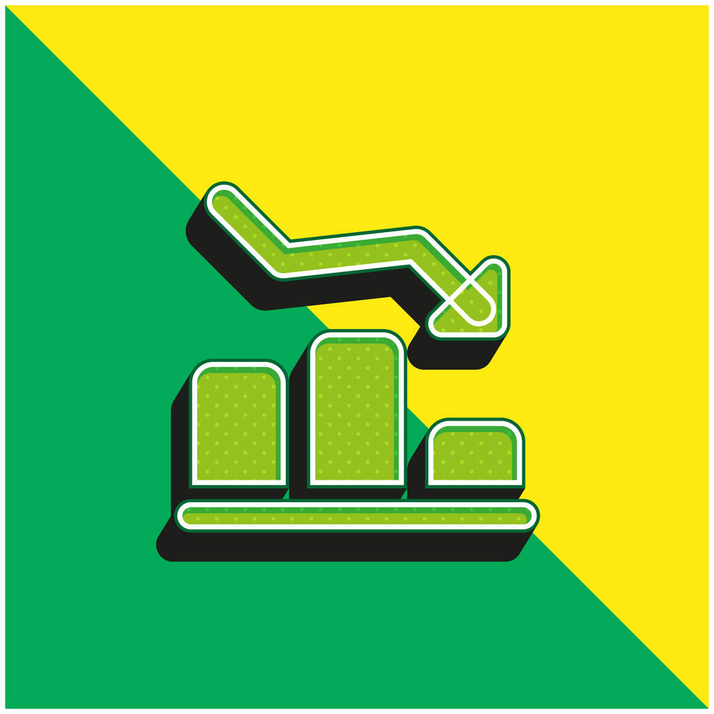 棒グラフ緑と黄色の現代的な3Dベクトルアイコンのロゴ - ベクター画像