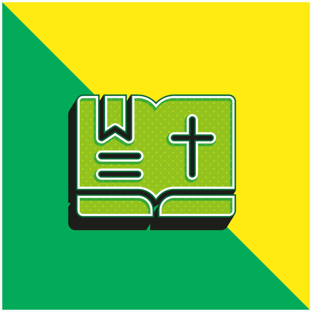 Grüne und gelbe Bibel modernes 3D-Vektor-Symbol-Logo - Vektor, Bild
