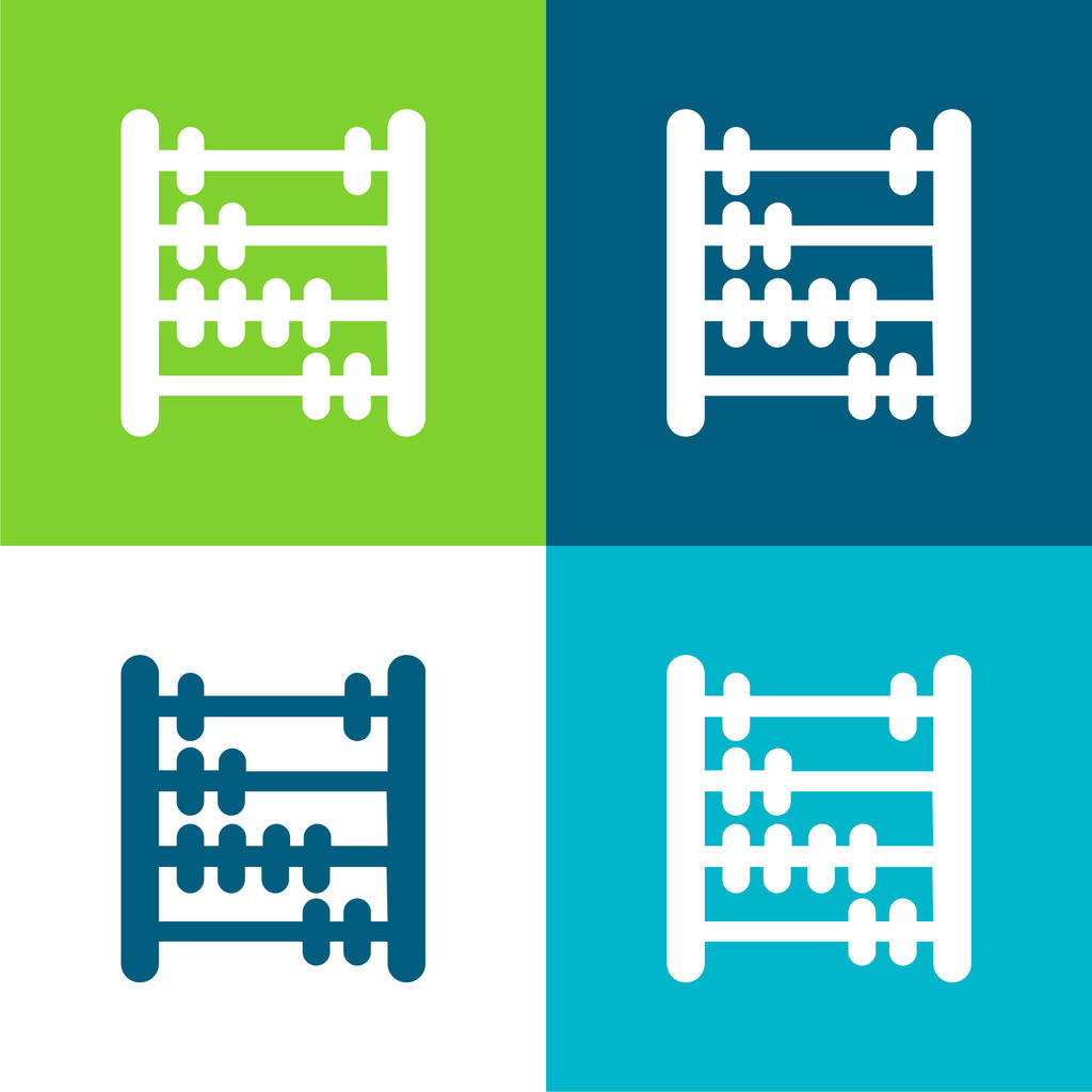 Abacus Flat conjunto de iconos mínimos de cuatro colores - Vector, Imagen