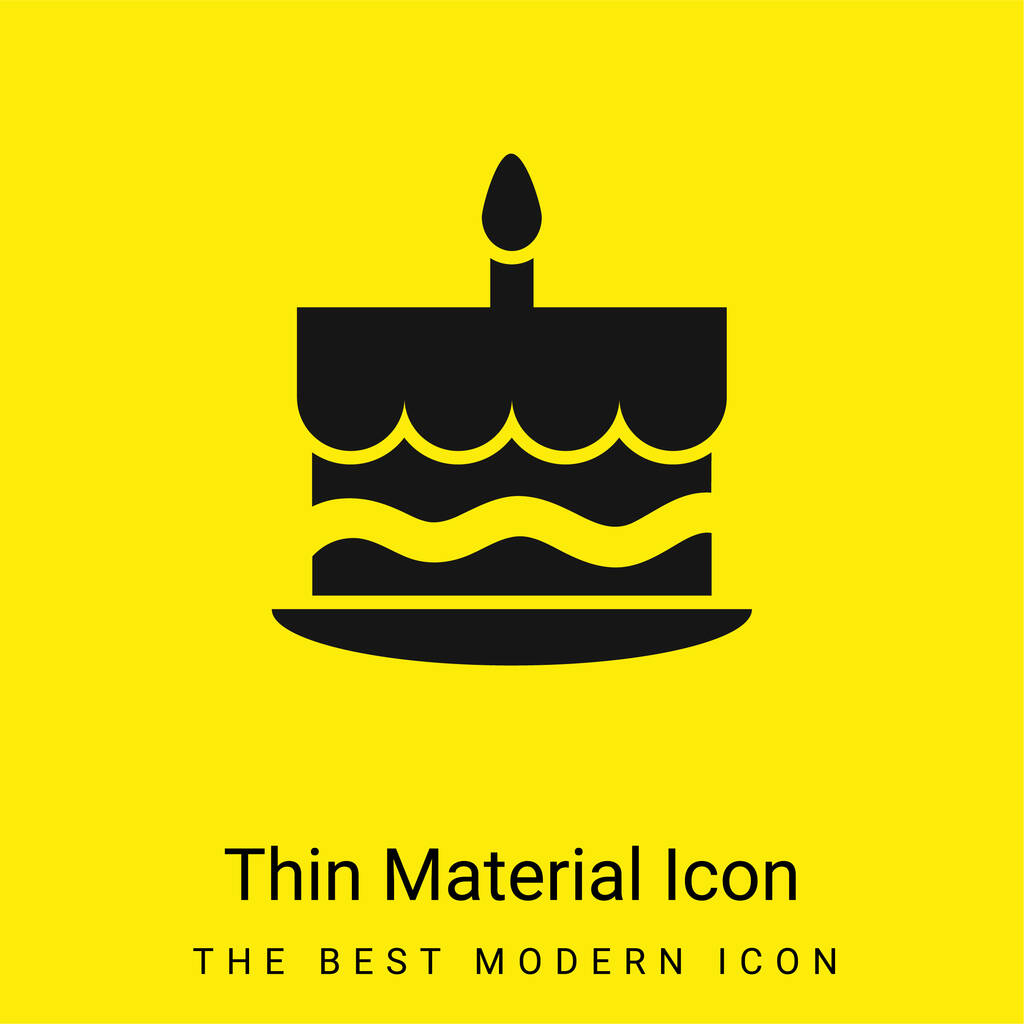 Tort urodzinowy z jedną płonącą świecą na górze minimalny jasnożółty materiał ikona - Wektor, obraz