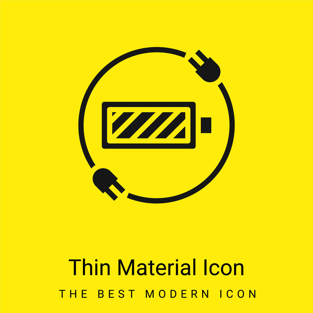 Battery Status minimal bright yellow material icon - Vector, Image