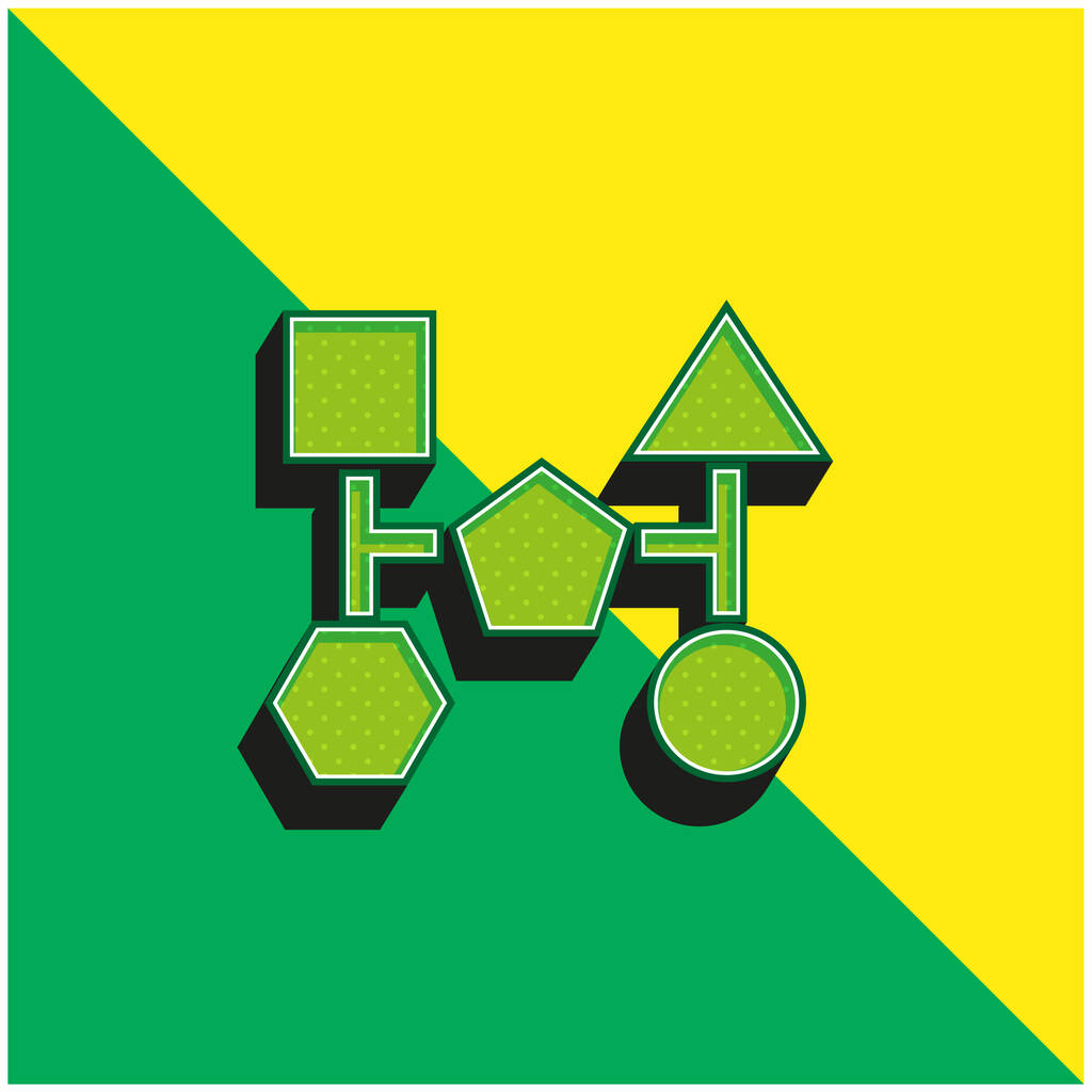 Schémas de blocs de formes noires Logo vectoriel 3d moderne vert et jaune - Vecteur, image