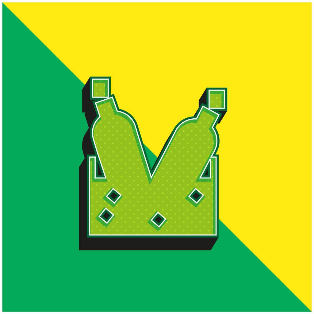 Lahvičky s kostkami ledu Zelené a žluté moderní 3D vektorové logo - Vektor, obrázek