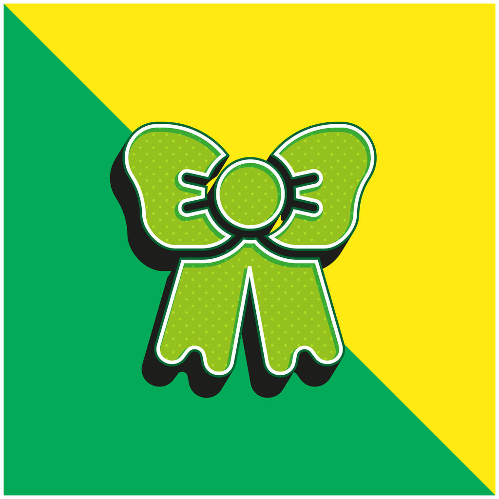 Fiocco Logo icona vettoriale 3D moderna verde e gialla - Vettoriali, immagini
