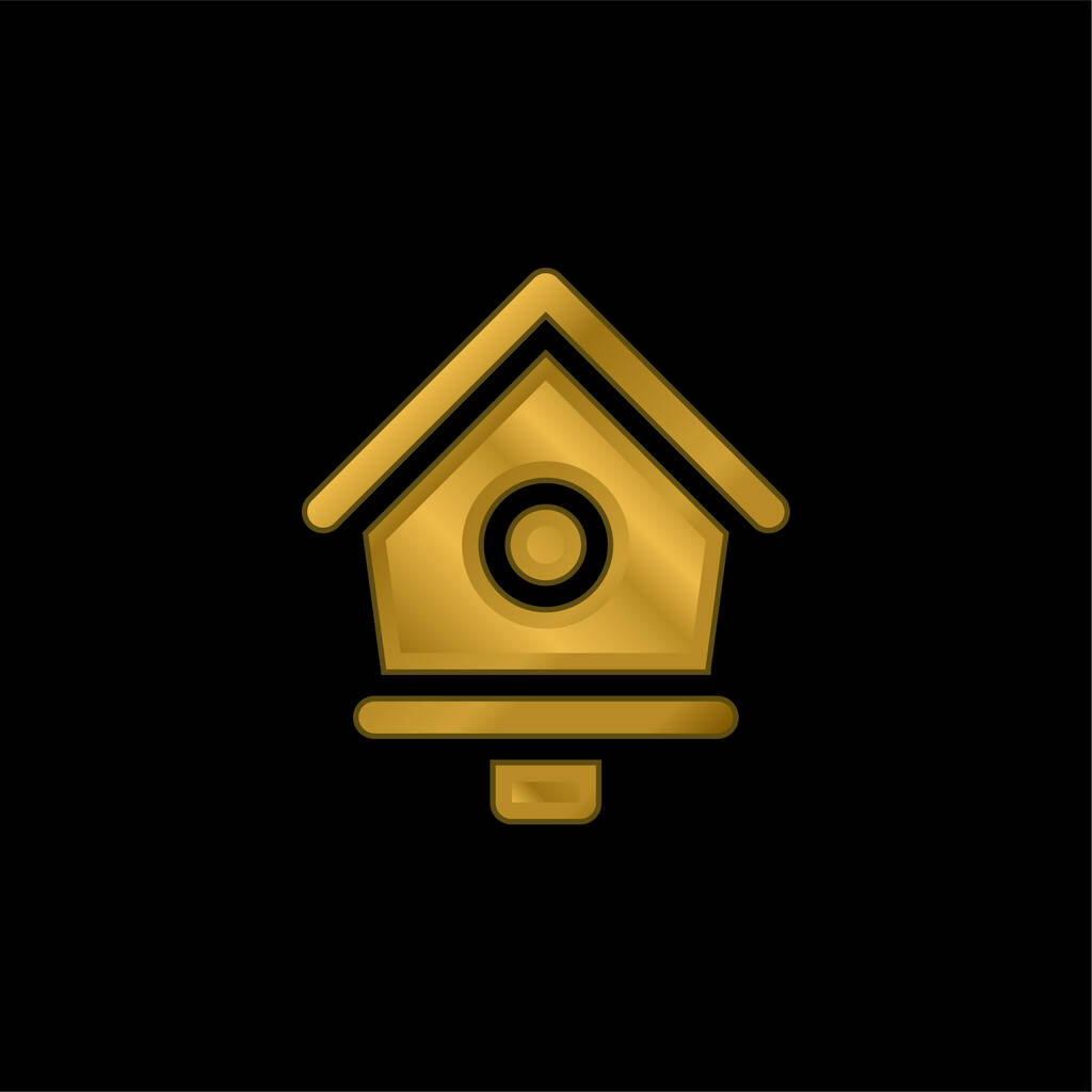 Bird House banhado a ouro ícone metálico ou vetor logotipo - Vetor, Imagem