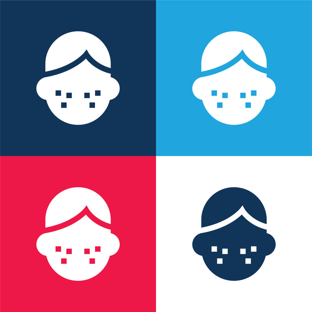 Acne blu e rosso quattro colori set di icone minime - Vettoriali, immagini