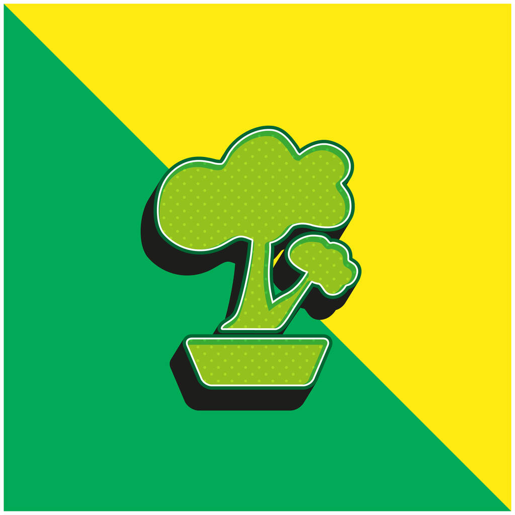 Bonsai Πράσινο και κίτρινο σύγχρονο 3d διάνυσμα εικονίδιο λογότυπο - Διάνυσμα, εικόνα