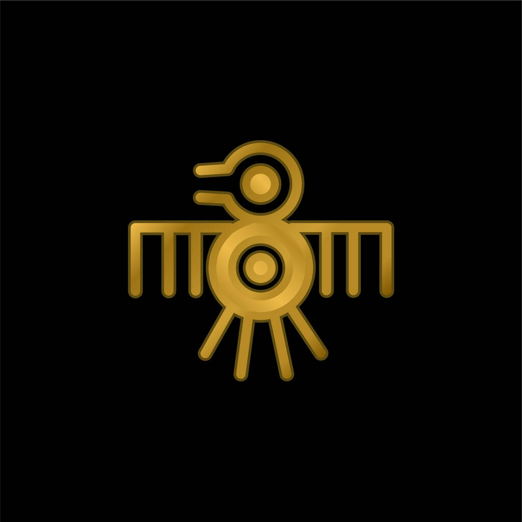 Старый индийский дизайн тонких линий с золотой металлической иконой или вектором логотипа - Вектор,изображение