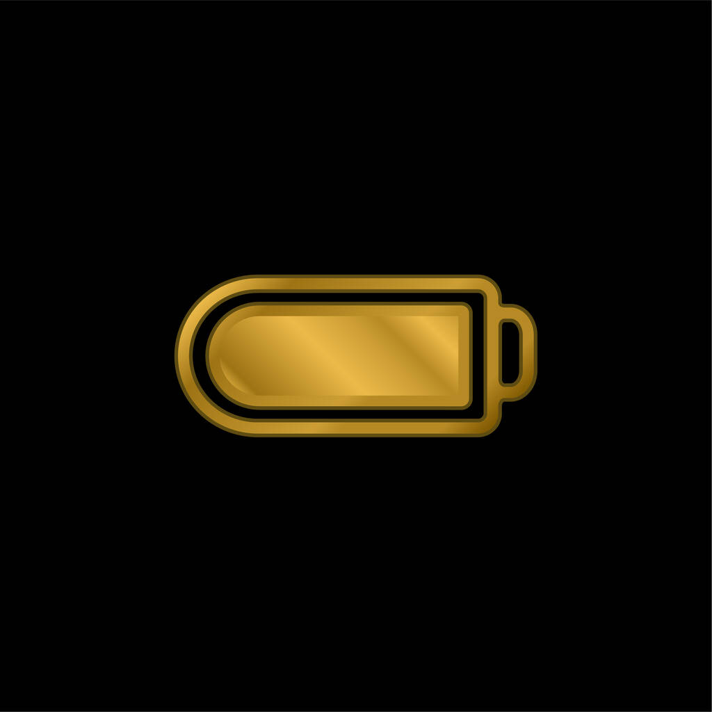Μπαταρία με πλήρη φόρτιση επιχρυσωμένο μεταλλικό εικονίδιο ή το λογότυπο διάνυσμα - Διάνυσμα, εικόνα