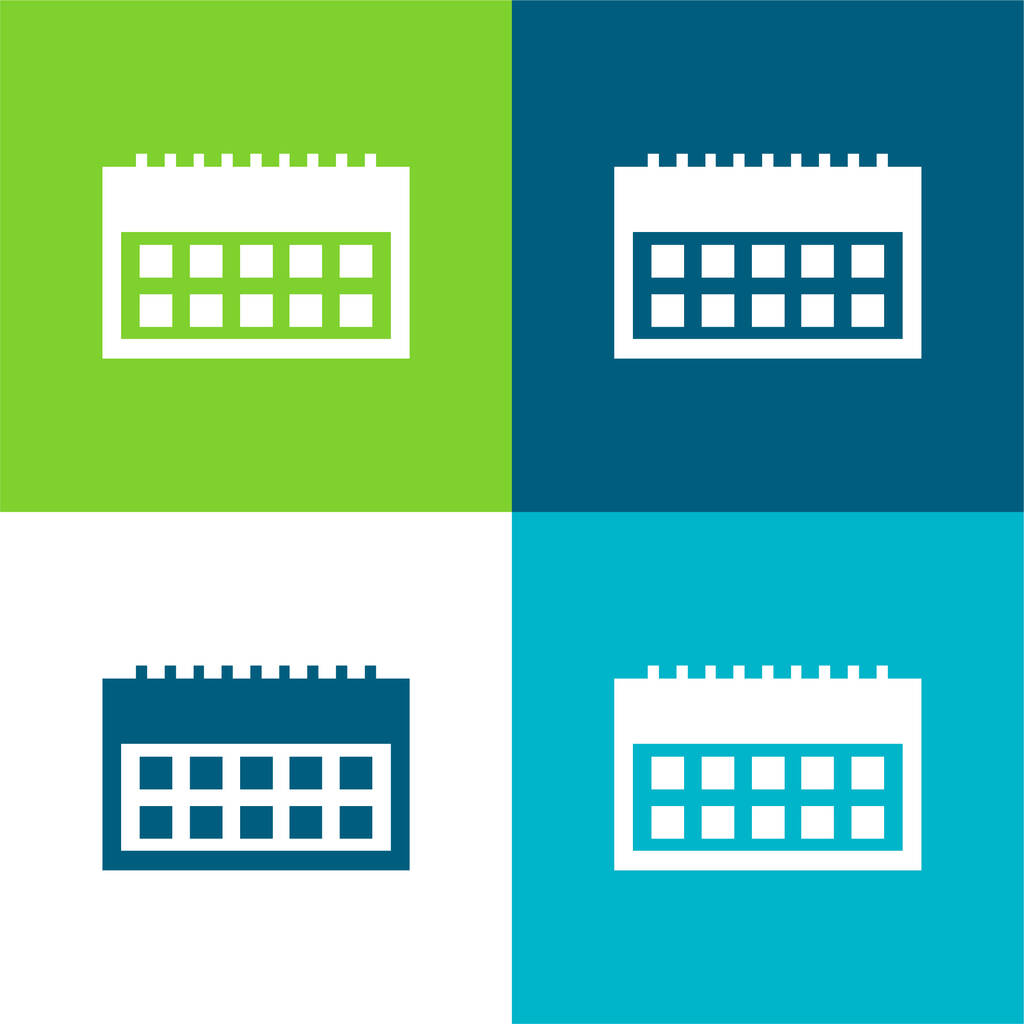 Calendario anual Plano de cuatro colores mínimo icono conjunto - Vector, Imagen