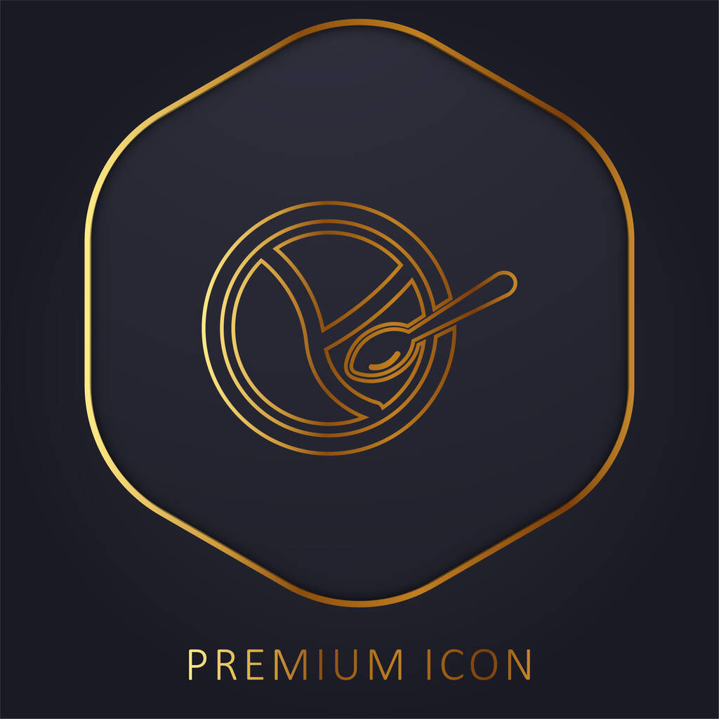 Logo o icona premium della linea dorata del cucchiaio e del piatto divisi bambino - Vettoriali, immagini