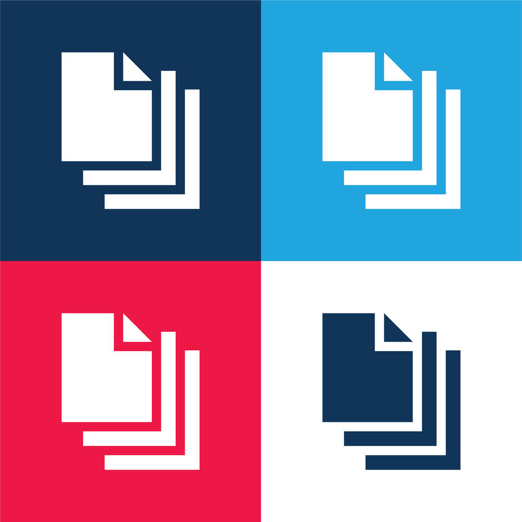 Prázdná stránka modrá a červená čtyři barvy minimální ikona nastavena - Vektor, obrázek