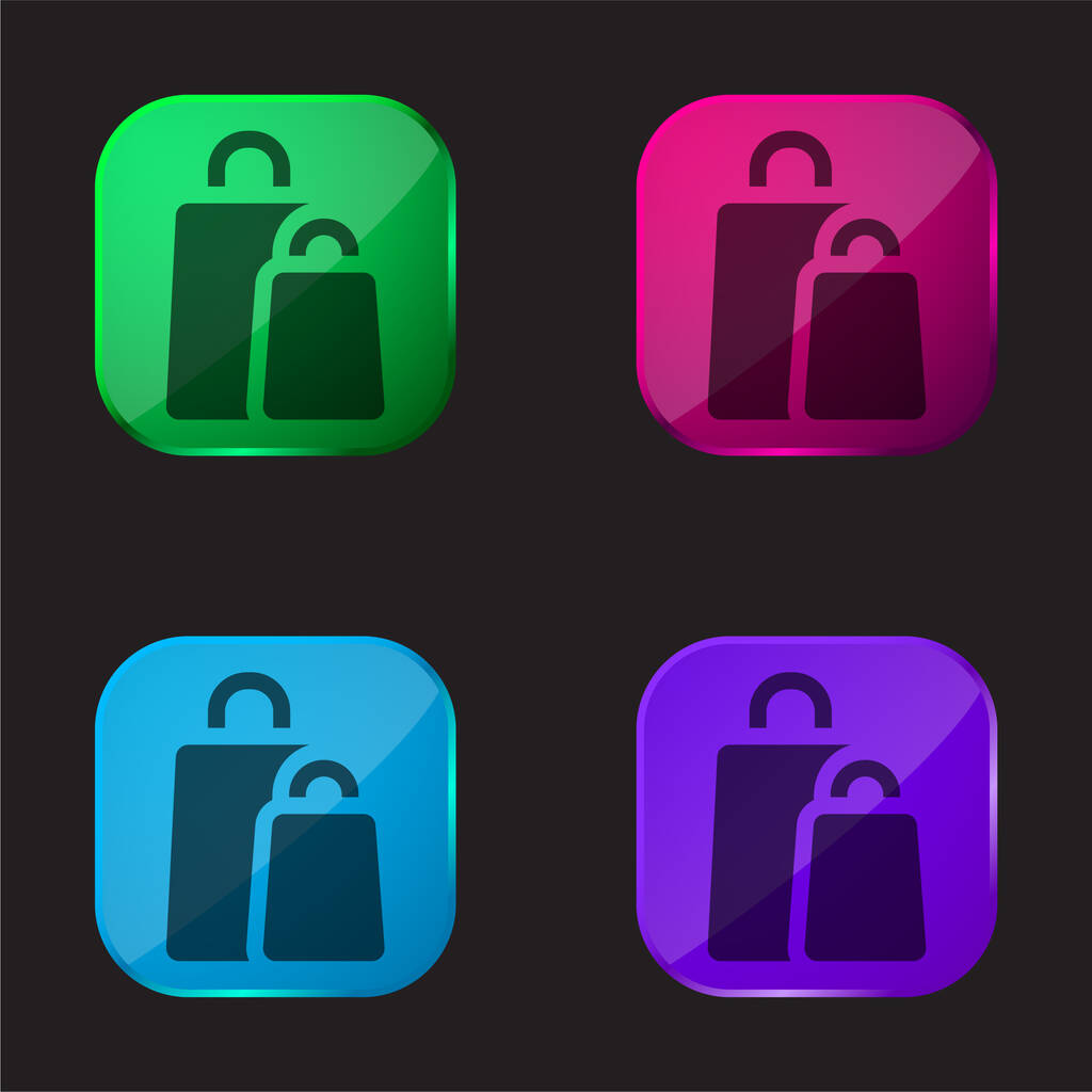 Bolsas ícone de botão de vidro de quatro cores - Vetor, Imagem