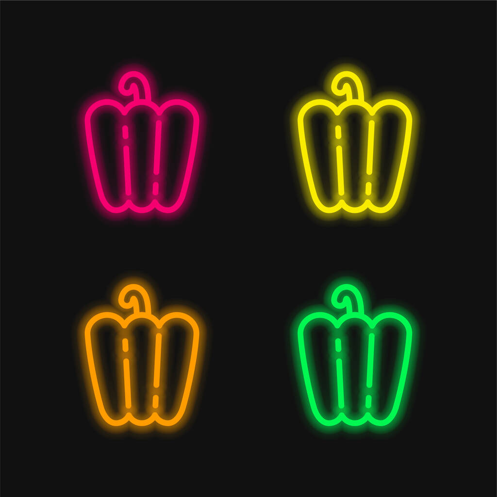 Bell Pepper icona vettoriale fluorescente a quattro colori al neon - Vettoriali, immagini