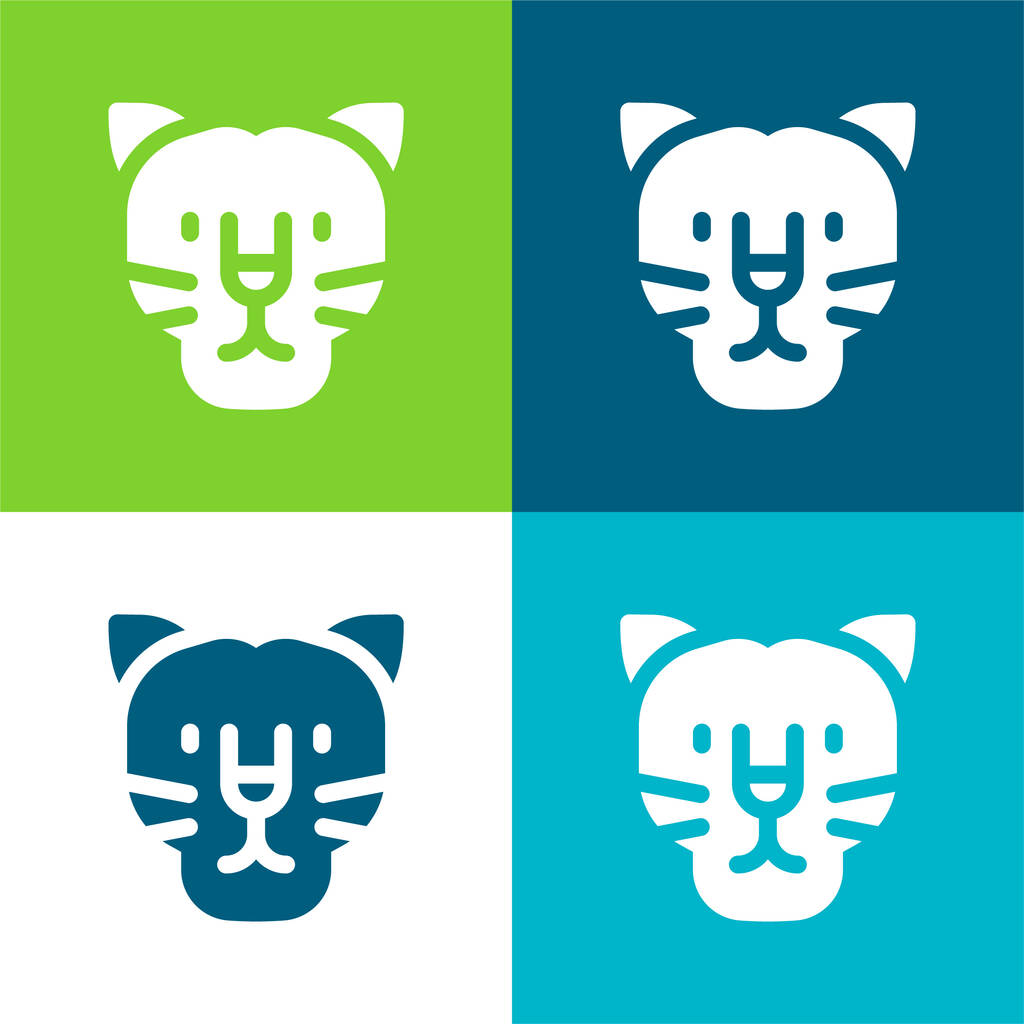 Black Panther Flat four color minimal icon set - Vector, Image