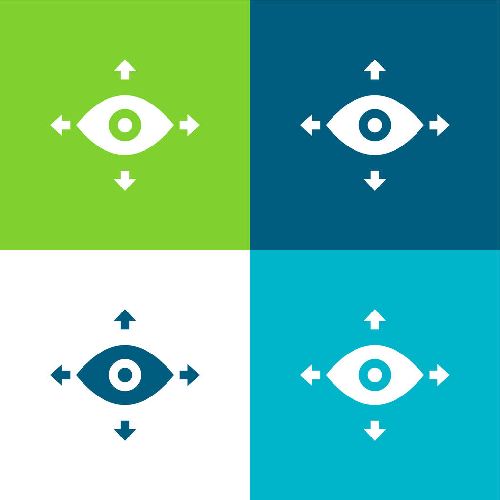 Ensemble d'icônes minime plat à quatre couleurs 360 View - Vecteur, image