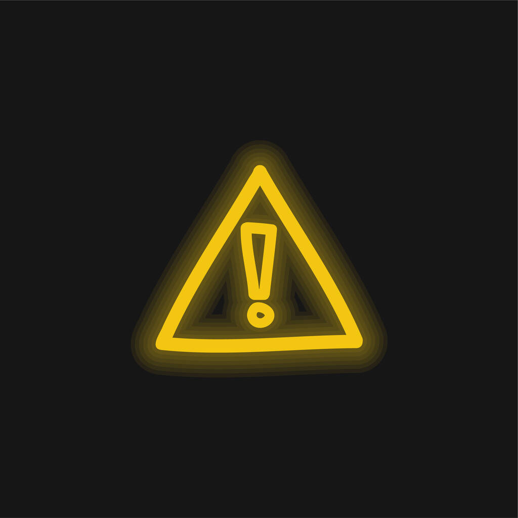 Handgezeichnetes Warnschild gelb leuchtend neon Symbol - Vektor, Bild