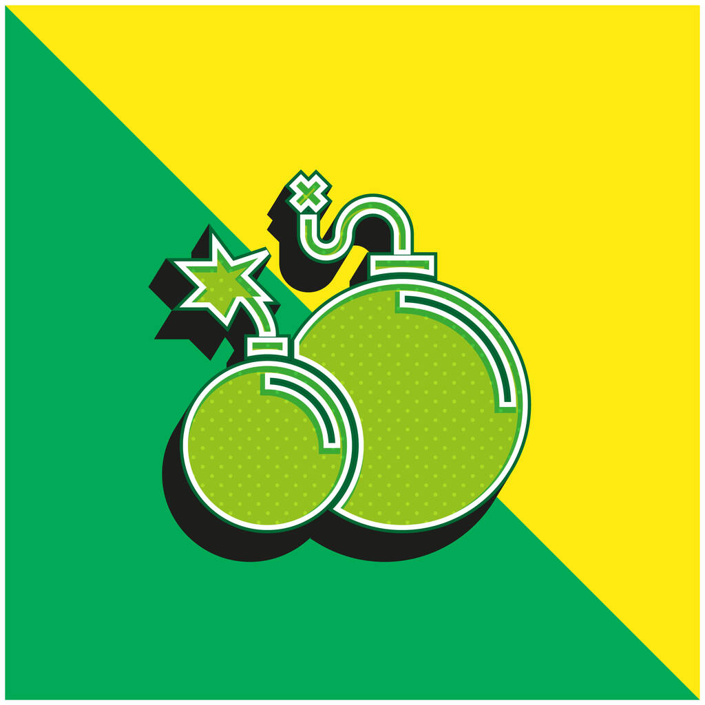 Bomba atómica verde y amarillo moderno vector 3d icono del logotipo - Vector, imagen