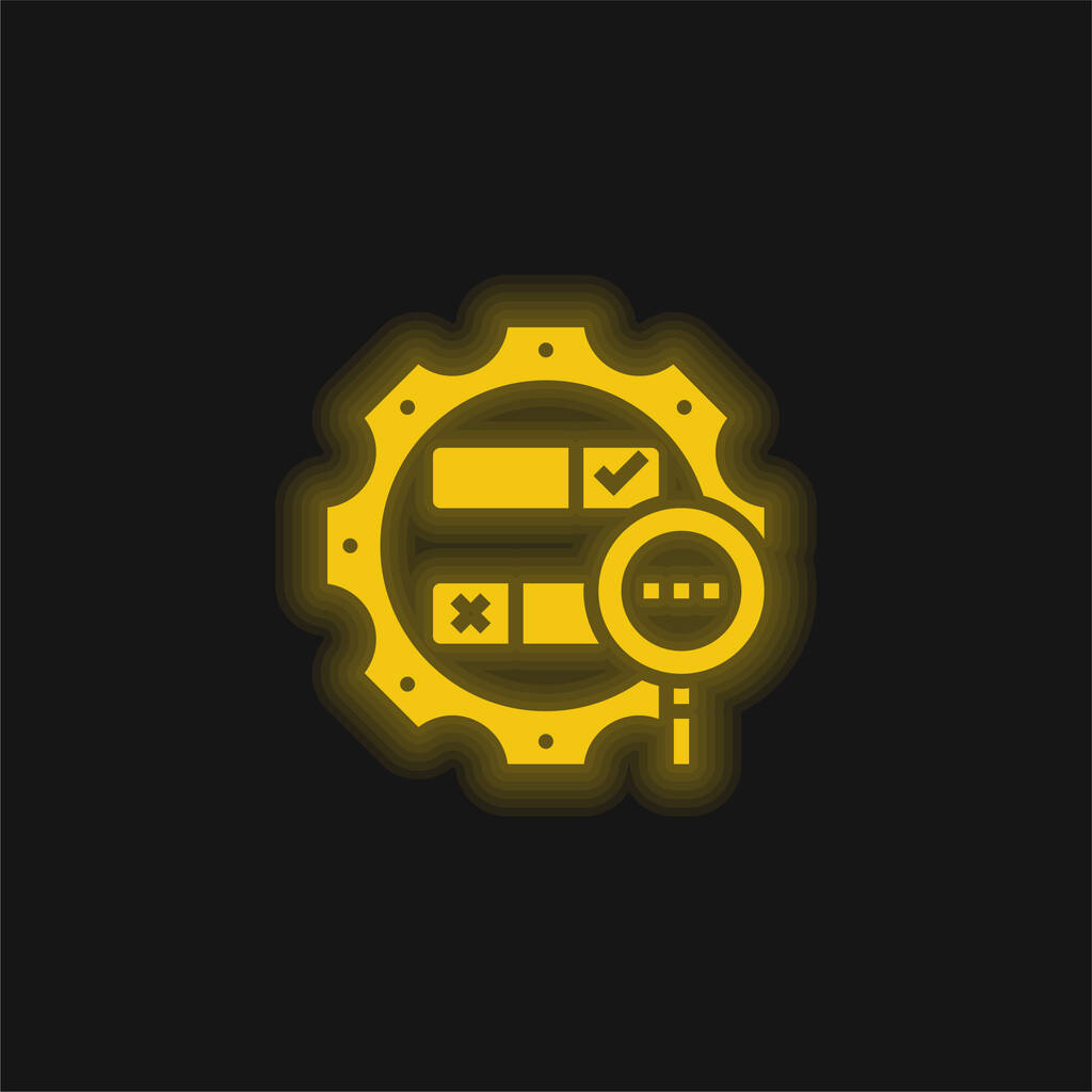 Booleovská ikona prohledávání žlutého zářícího neonu - Vektor, obrázek