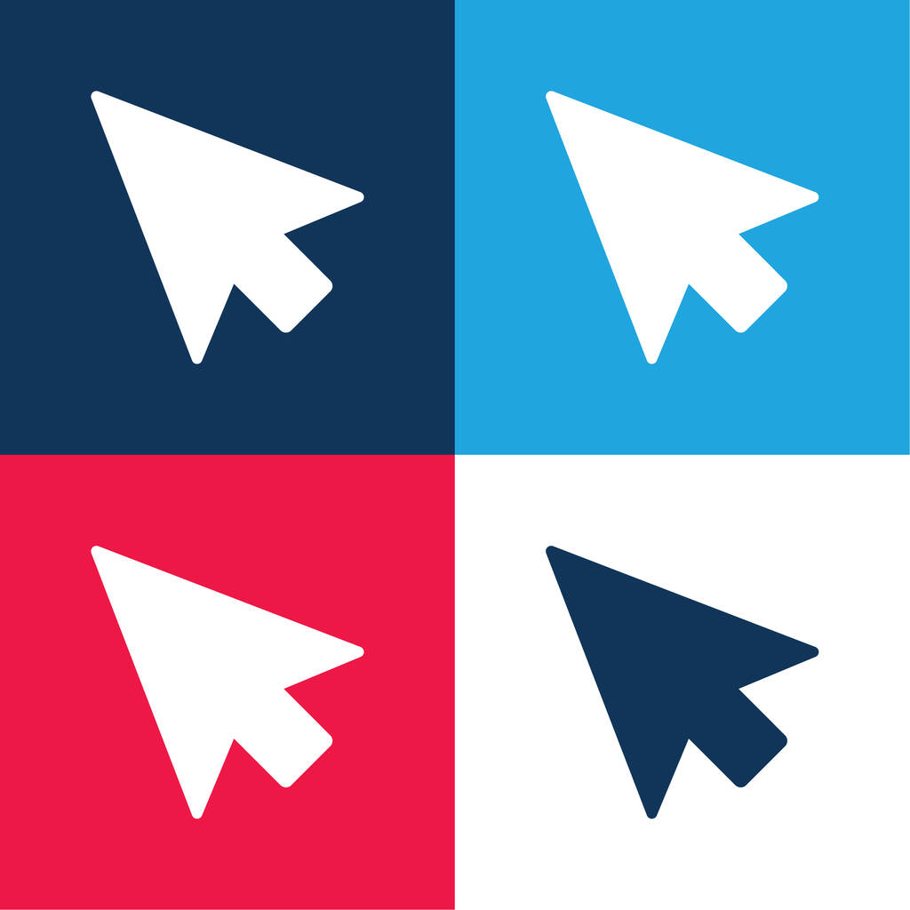Šipka ukazatel modrá a červená čtyři barvy minimální ikona nastavena - Vektor, obrázek