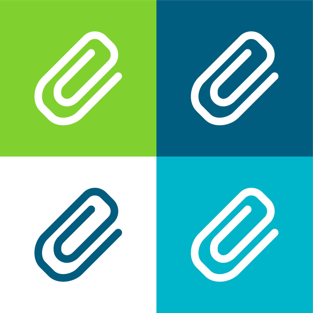Símbolo Diagonal de um clipe de papel Conjunto de ícones mínimos de quatro cores plano - Vetor, Imagem