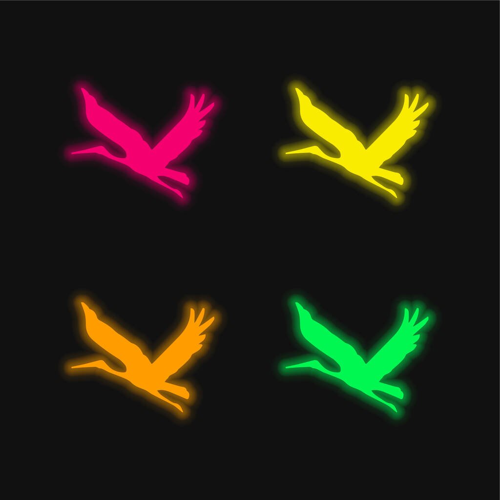 Птах Літаюча форма чотирьох кольорів, що світяться неоном Векторна піктограма
 - Вектор, зображення