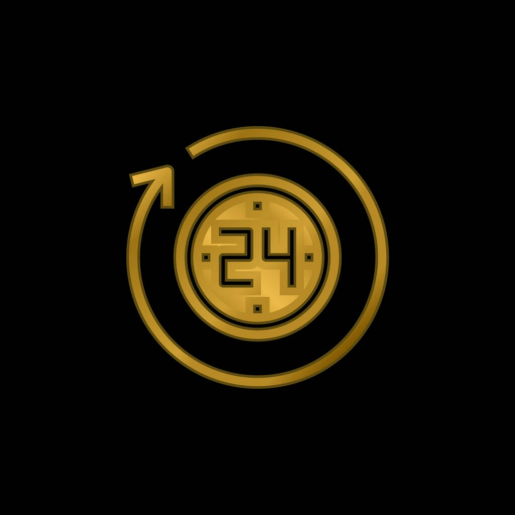 24 години золота металева іконка або вектор логотипу
 - Вектор, зображення