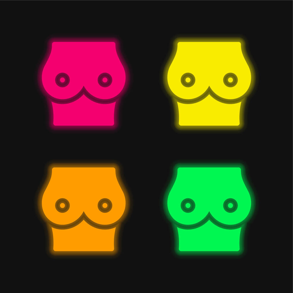 Pecho de cuatro colores brillante icono del vector de neón - Vector, Imagen