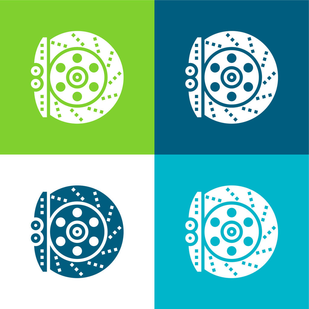 Brake Flat quatro cores conjunto de ícones mínimos - Vetor, Imagem