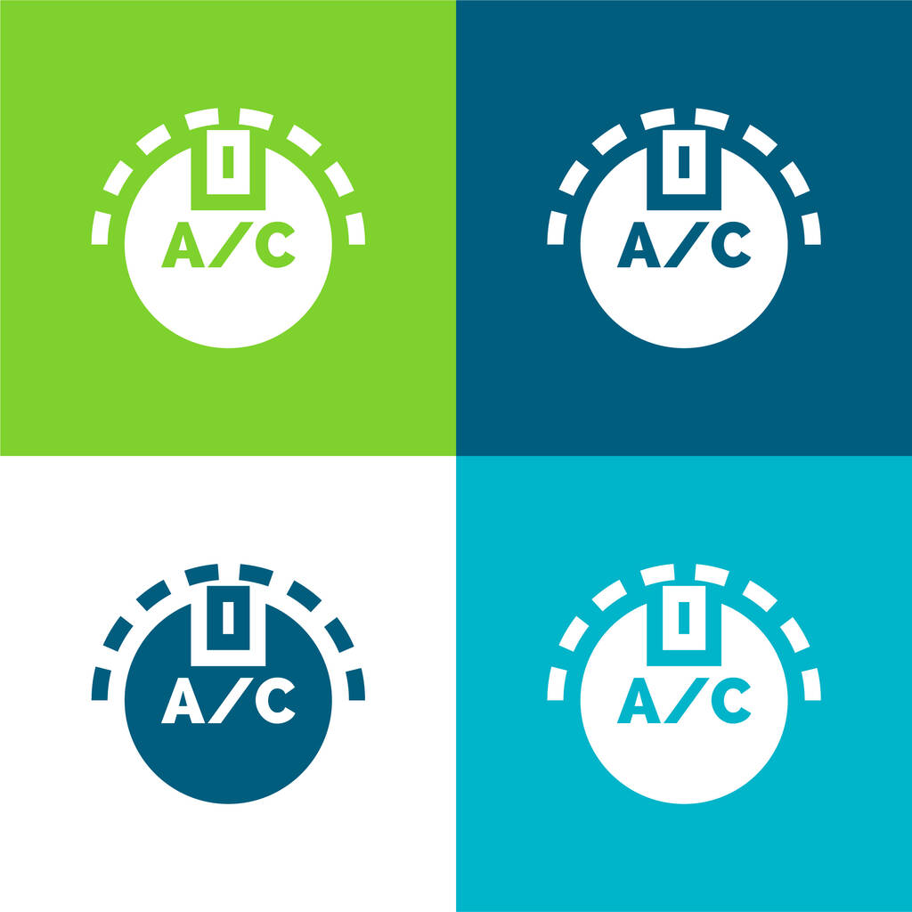 Klimatyzator Flat cztery kolory minimalny zestaw ikon - Wektor, obraz