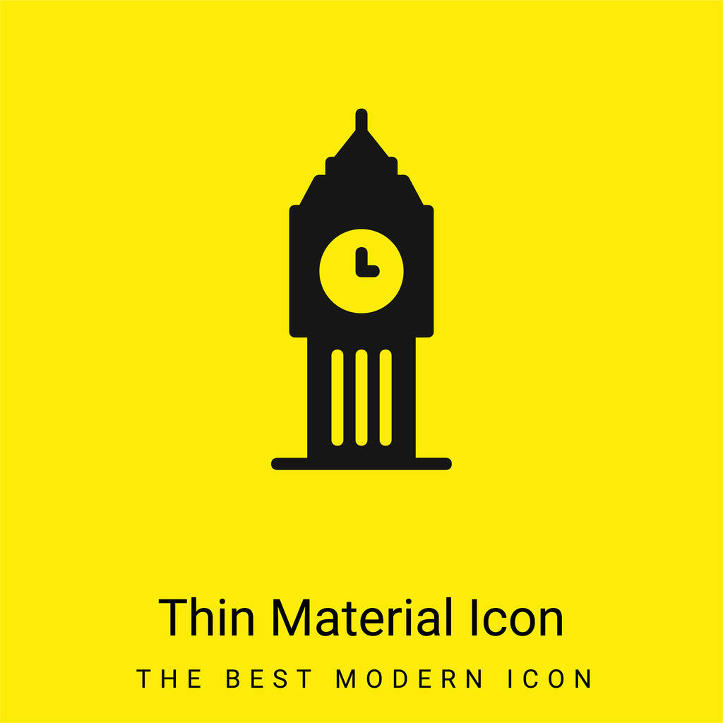 Big Ben minimális fényes sárga anyag ikon - Vektor, kép