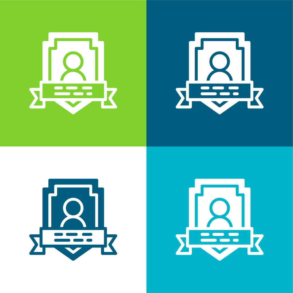 Badges Conjunto de ícones mínimos de quatro cores planas - Vetor, Imagem
