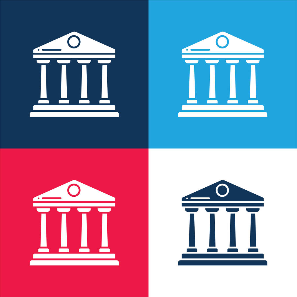 銀行青と赤の4色の最小アイコンセット - ベクター画像