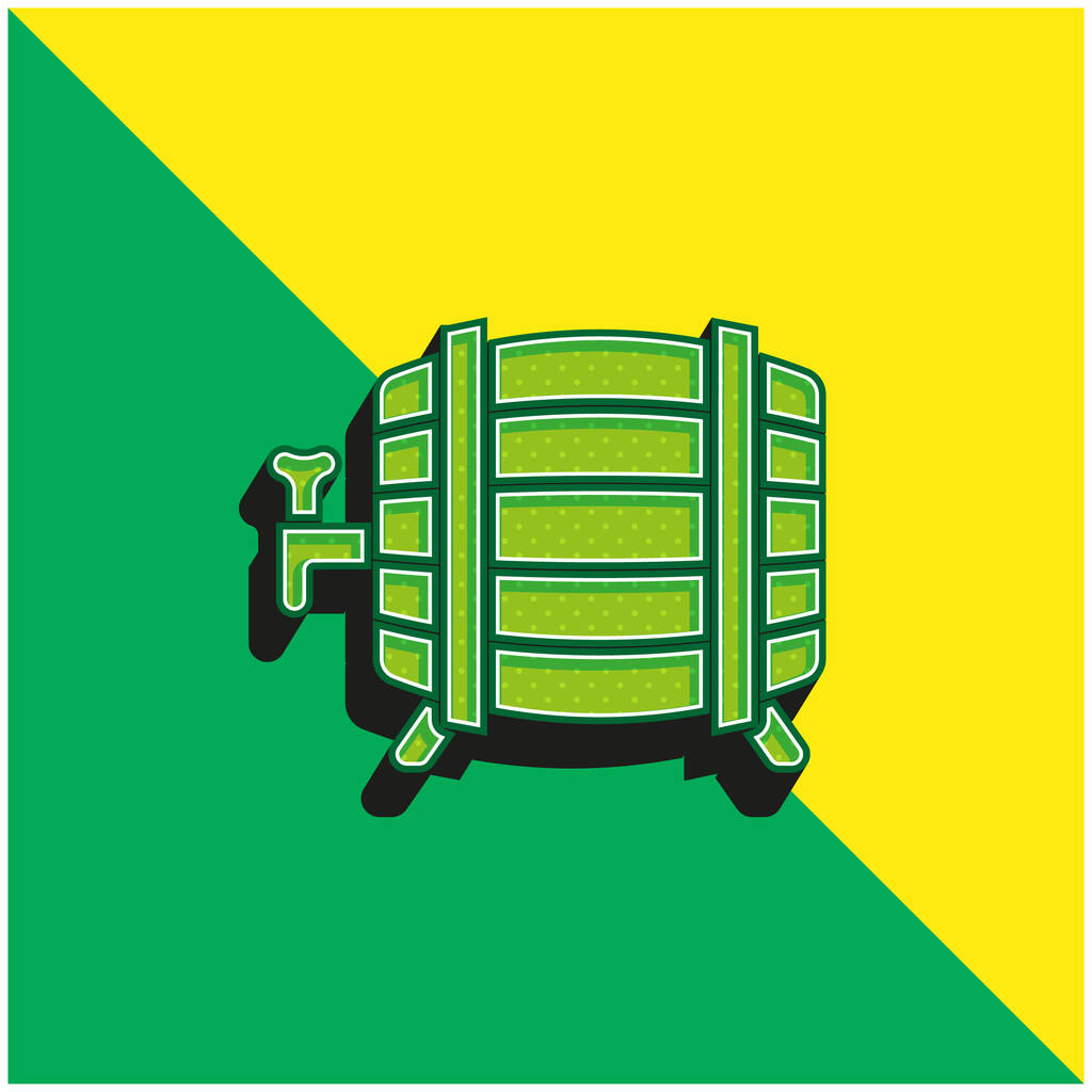 Barrel Green and yellow modern 3d vector icon logo - Vector, Image