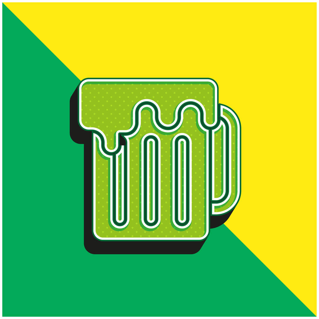 Пиво Зеленый и желтый современный 3D логотип векторной иконы - Вектор,изображение