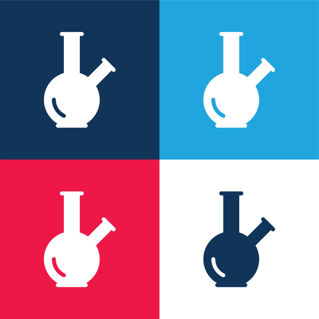 Bong modrá a červená čtyři barvy minimální ikona nastavena - Vektor, obrázek