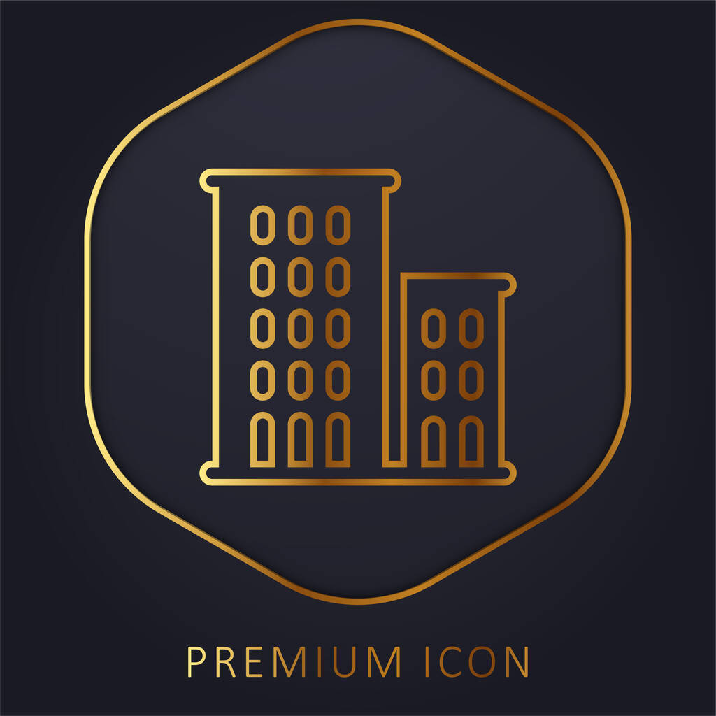 Apartamentos línea dorada logotipo premium o icono - Vector, imagen