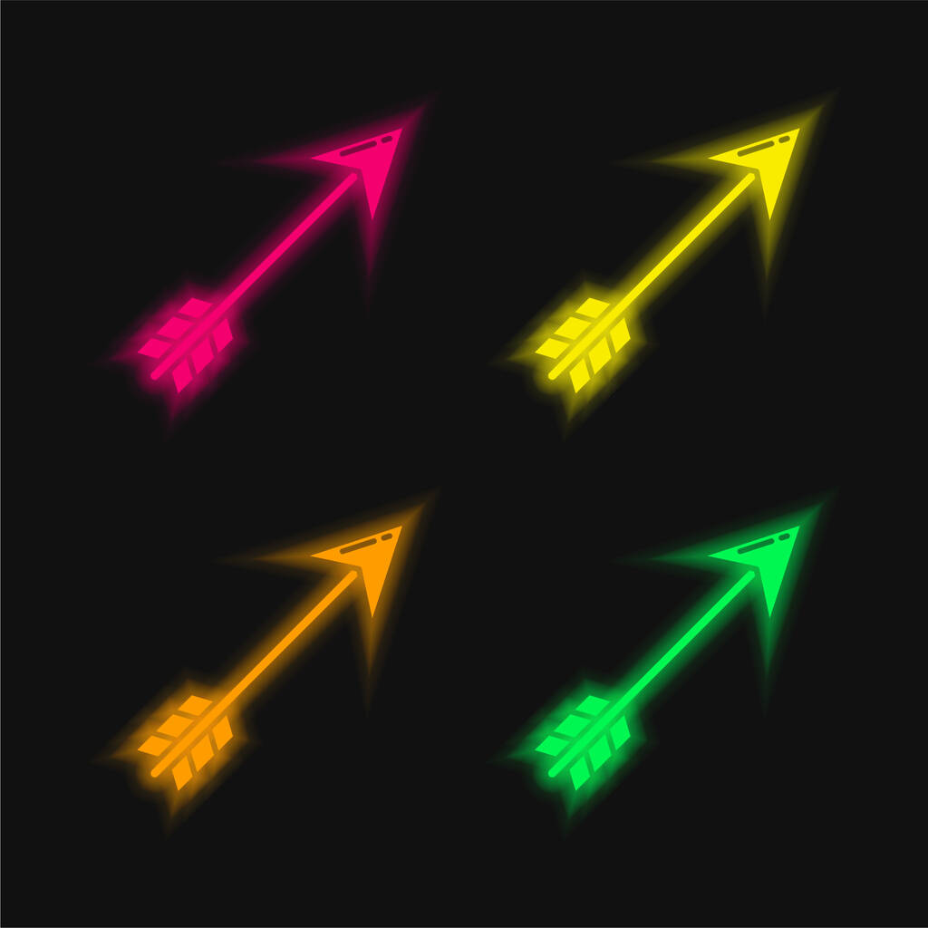 Flecha de cuatro colores brillante icono del vector de neón - Vector, Imagen