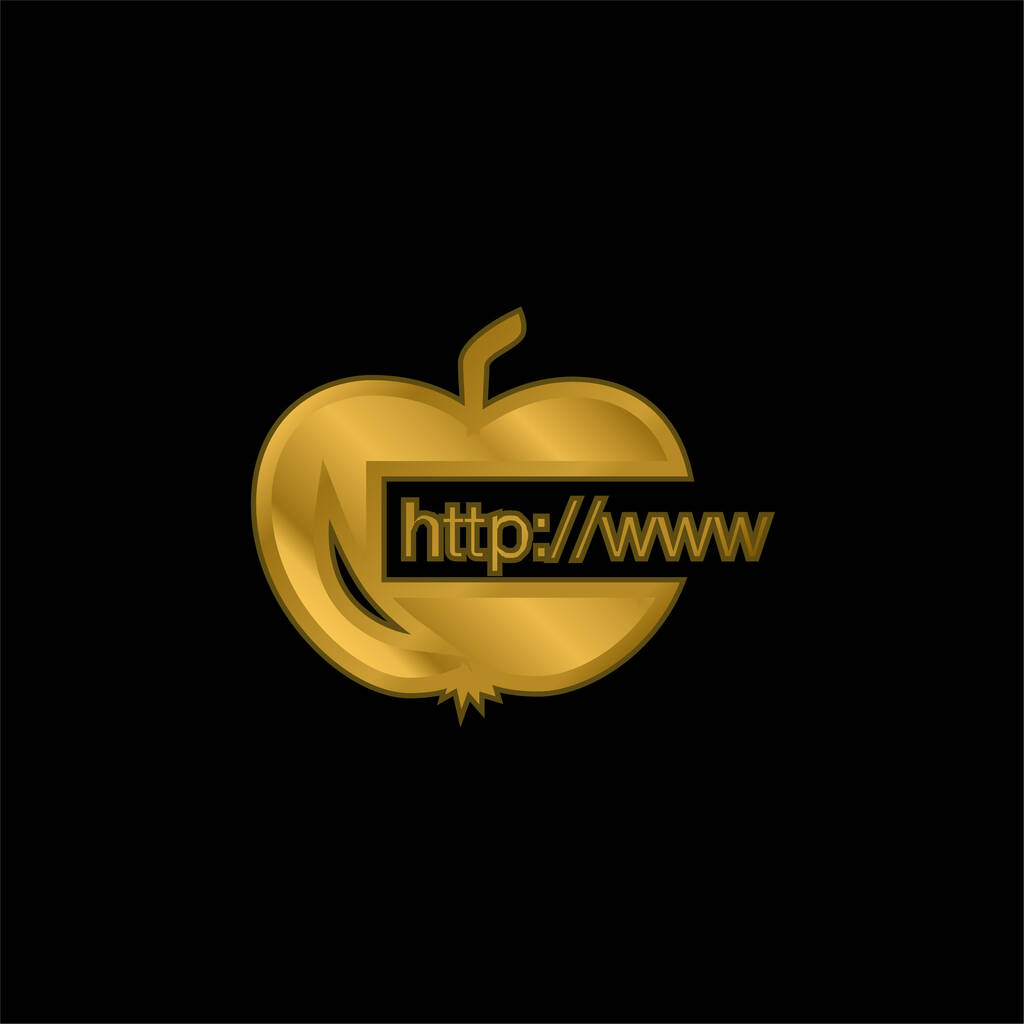 Apple Link gold plated metalic icon or logo vector - Vector, Image