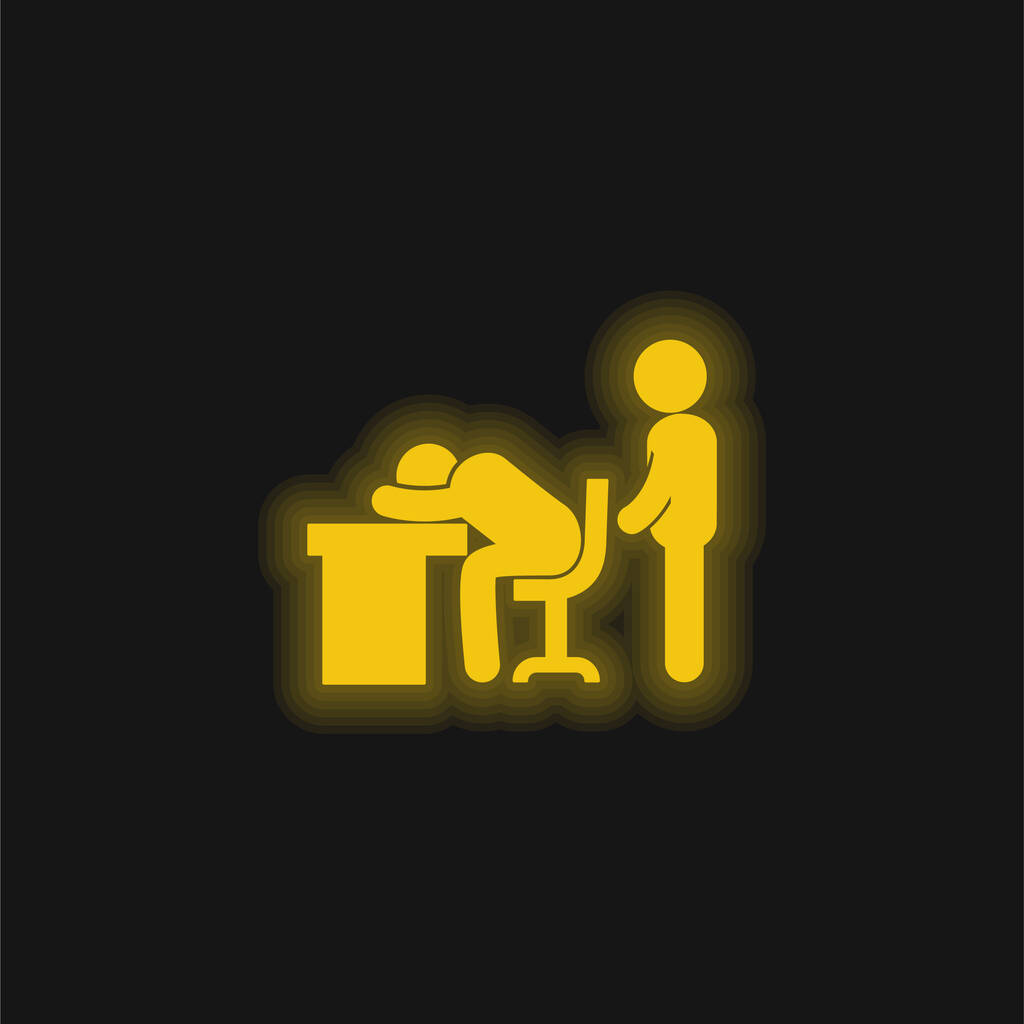 Бос Спіймати працівника Сплячий жовтий сяючий неоновий значок
 - Вектор, зображення