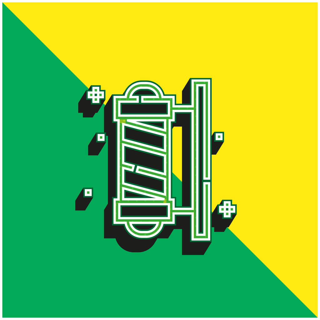 Парикмахерский полюс Зеленый и желтый современный 3d логотип векторной иконы - Вектор,изображение