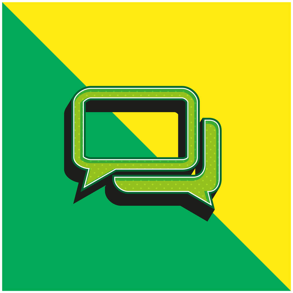 Μαύρο και άσπρο chat φυσαλίδες πράσινο και κίτρινο σύγχρονο 3d διάνυσμα λογότυπο εικονίδιο - Διάνυσμα, εικόνα