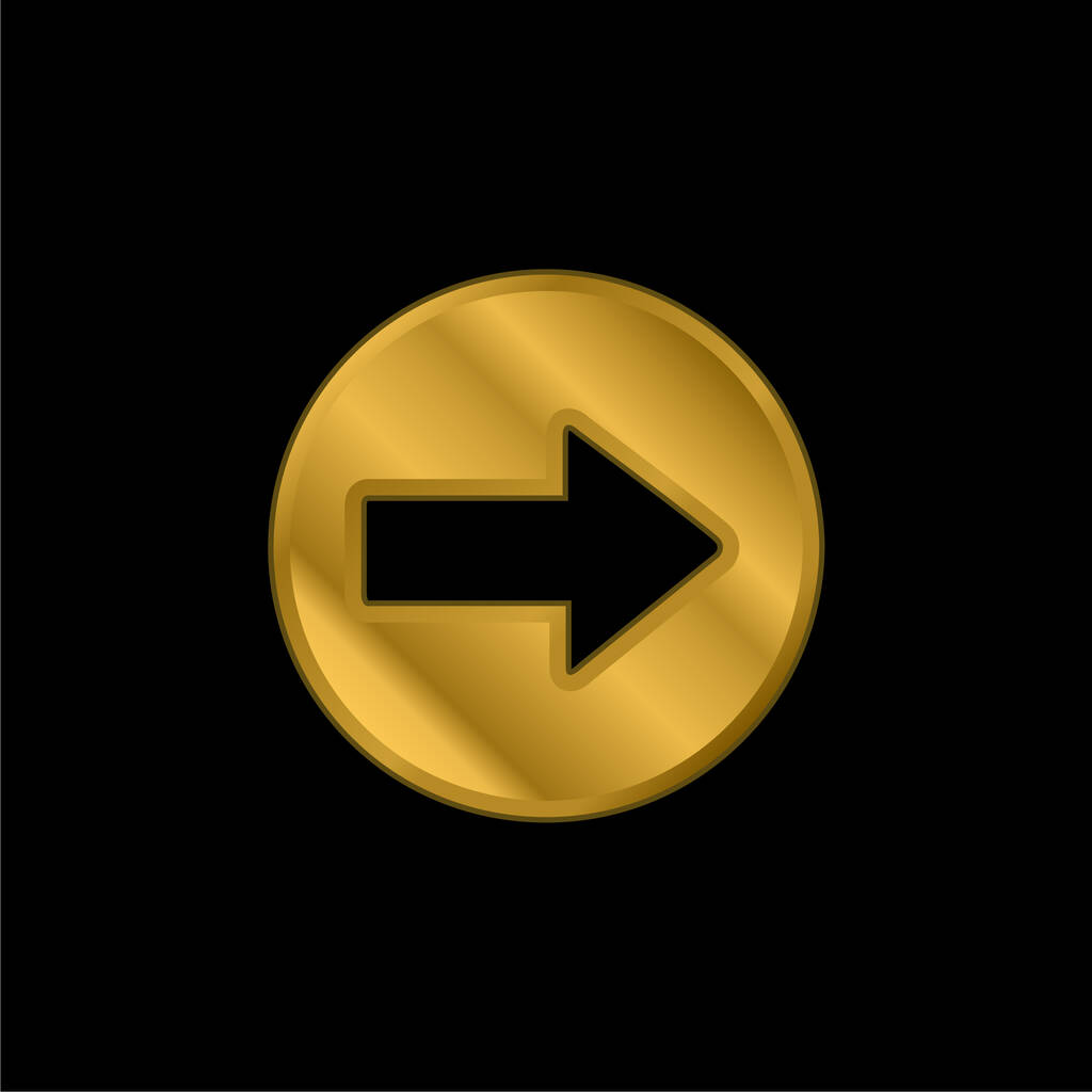 Flecha que apunta al icono metálico chapado en oro derecho o vector de logotipo - Vector, Imagen