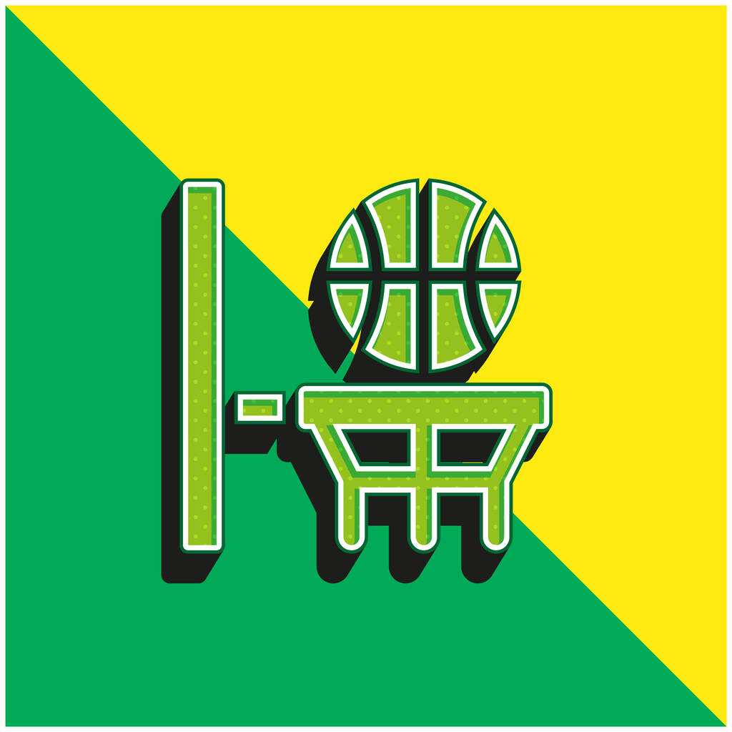 バスケットボールグリーンと黄色の現代的な3Dベクトルアイコンのロゴ - ベクター画像